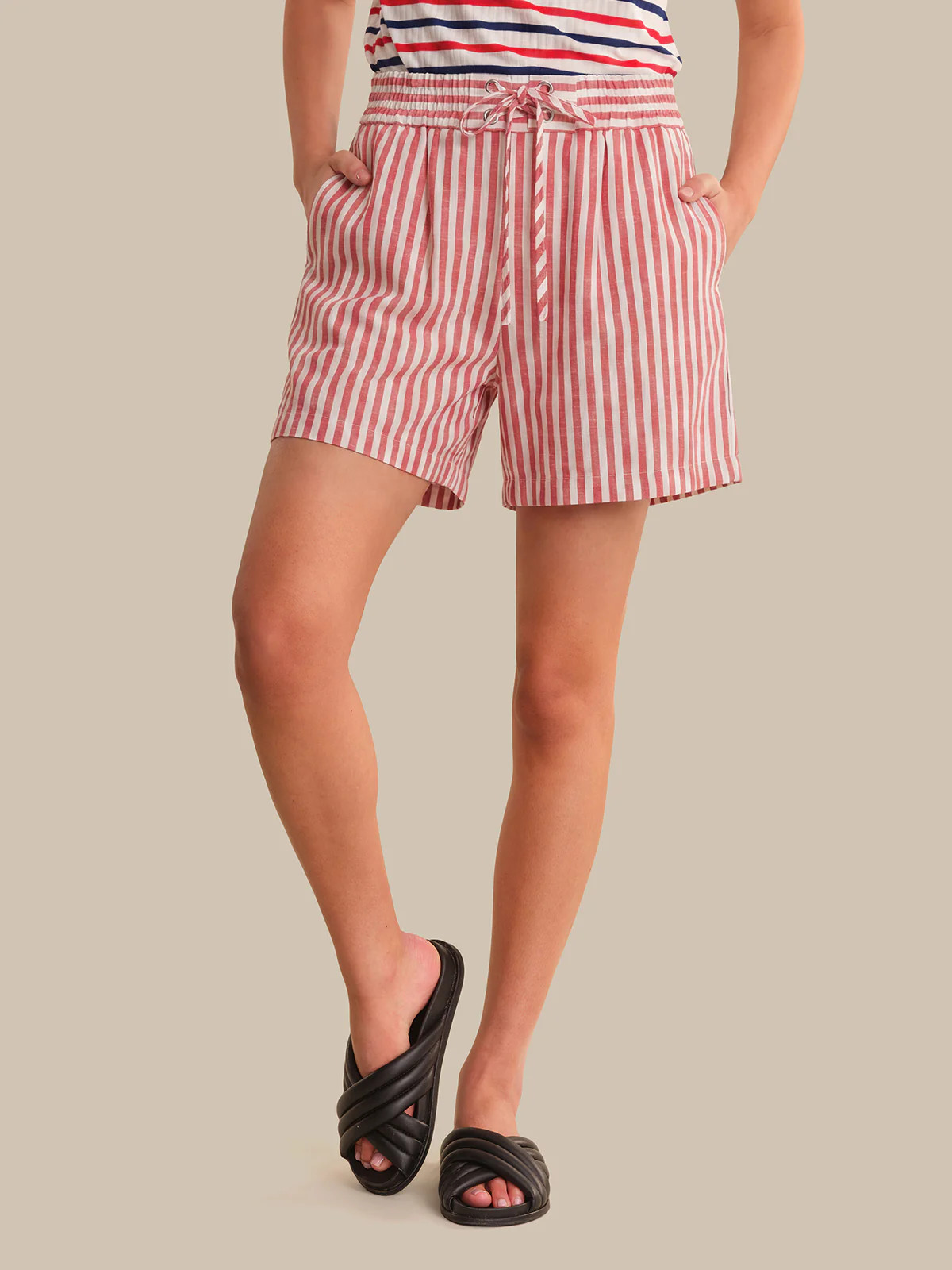 89th & Madison Stripe Drawstring Wide Leg Shorts | 89th + Madison