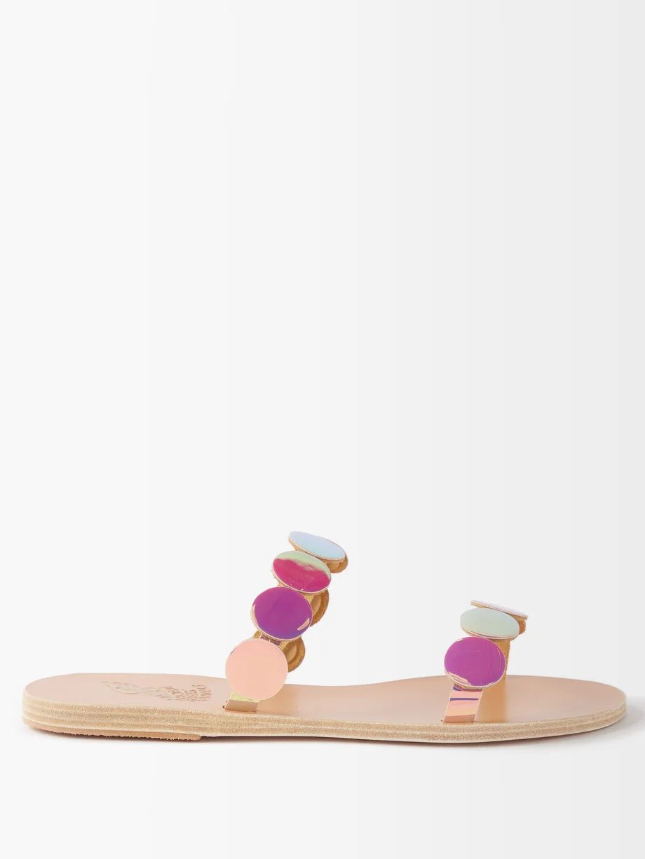 St Tropez holographic leather sandals | Ancient Greek Sandals | Matches (US)
