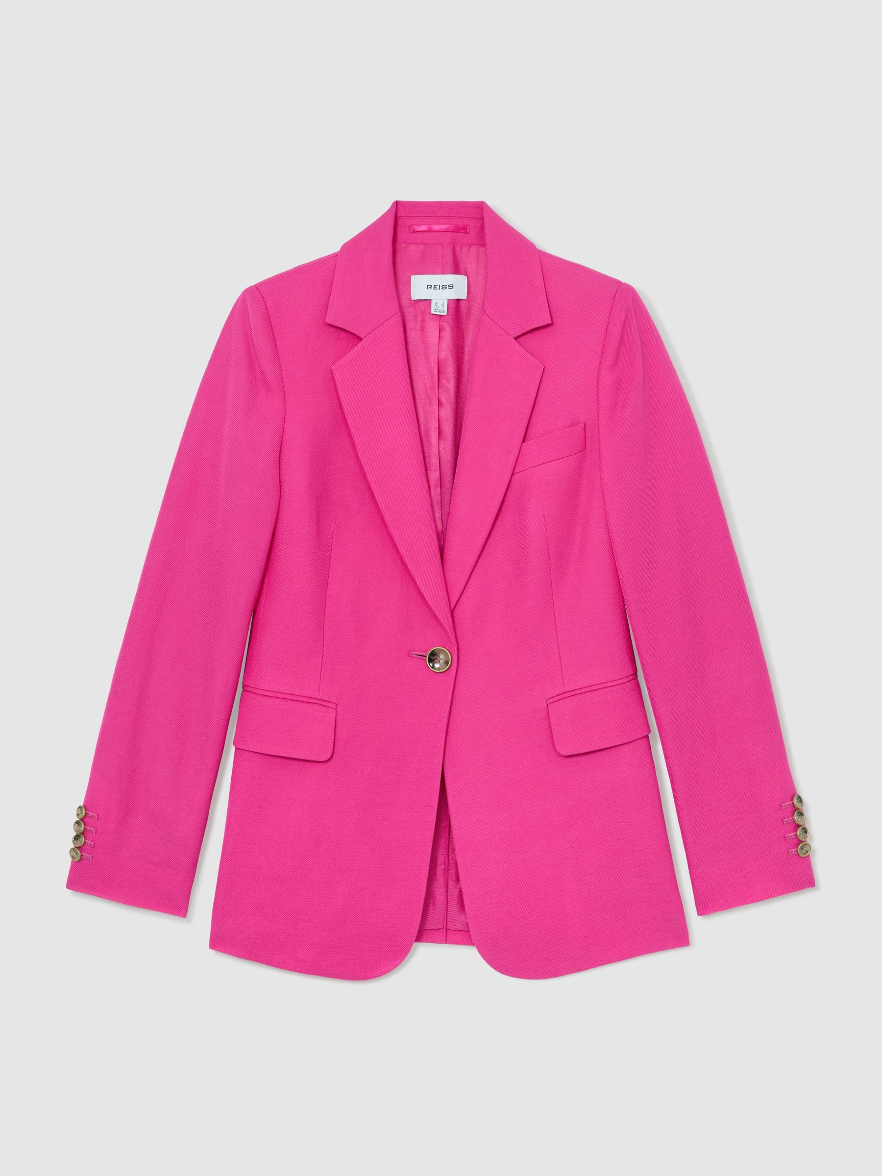 Reiss Single-Breasted Suit Blazer with Linen in Pink | REISS | Reiss US