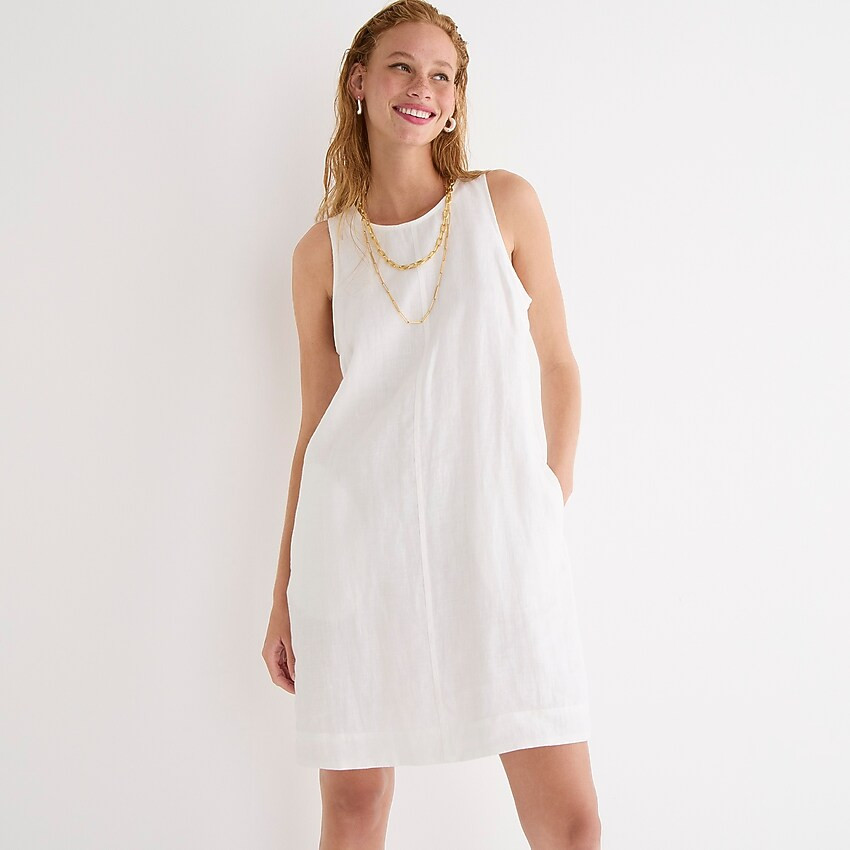 Button-back linen shift dress | J. Crew US