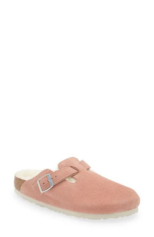 Birkenstock Boston Genuine Shearling Lined Clog in Pink Clay/Natural at Nordstrom, Size 9-9.5Us | Nordstrom