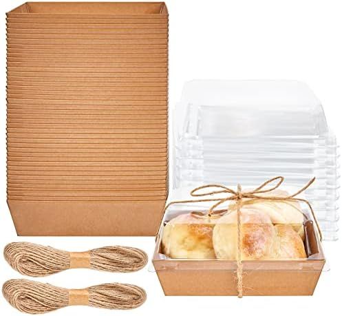 50 Pack Paper Charcuterie Boxes with Clear Lids, Disposable Sandwich Boxes Square To Go Food Cont... | Amazon (US)