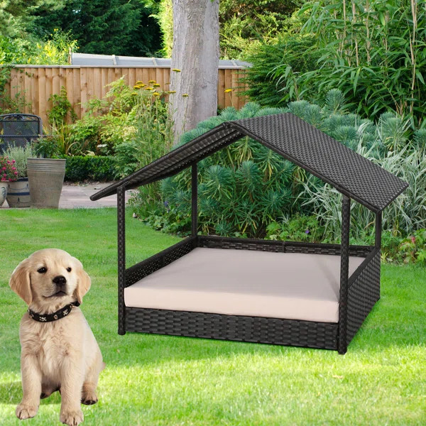 Outdoor Wicker Dog House (Gray) | Wayfair North America
