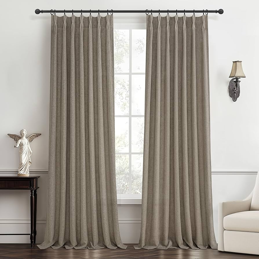 Dark Flax Extra Long Floor to Ceiling Viral Drapes 108 Inches Long 2 Panels for Sliding Glass Doo... | Amazon (US)