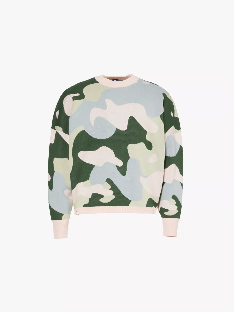 Roquefort camouflage-pattern cotton knitted jumper | Selfridges