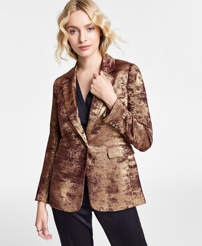 Bar III Brushed Metallic Blazer, Created for Macy's & Reviews - Jackets & Blazers - Women - Macy'... | Macys (US)
