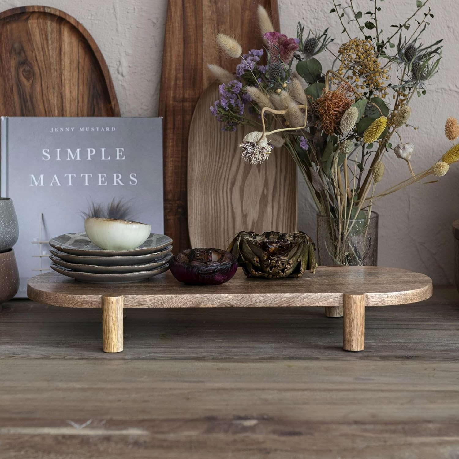 Bloomingville Long Mango Wood Footed Pedestal, Natural | Amazon (US)