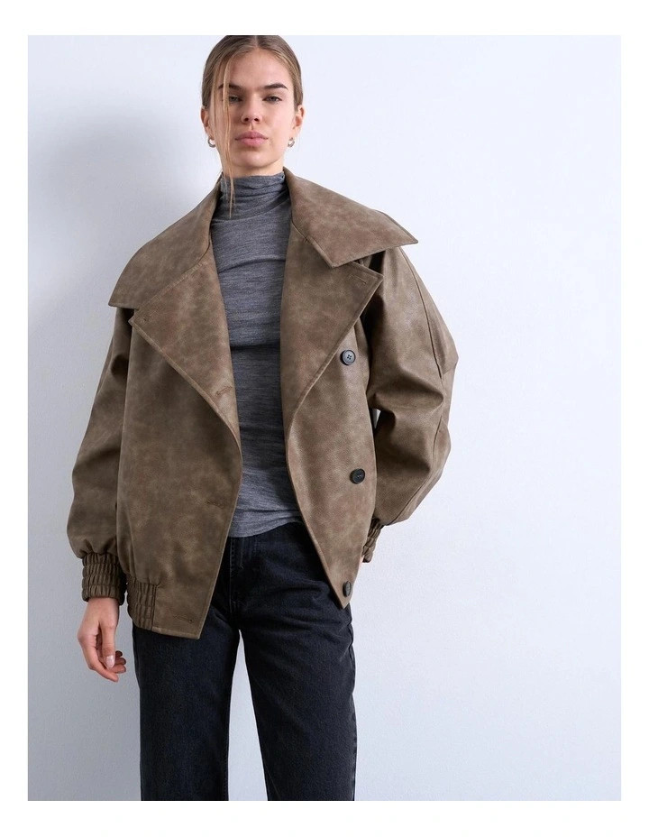 TOPSHOP Olivia Oversized Bomber in Brown | MYER | Myer