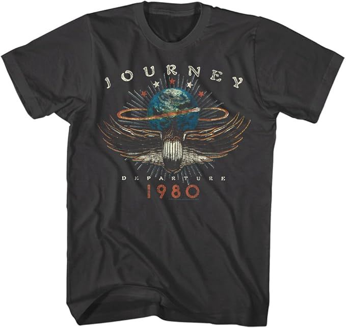 Journey Rock Band Music Group 1980 Departure Album Adult Distressed T-Shirt Tee | Amazon (US)