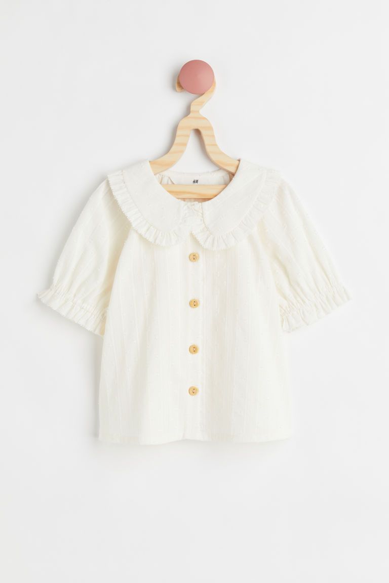 H & M - Cotton Seersucker Blouse - White | H&M (US)
