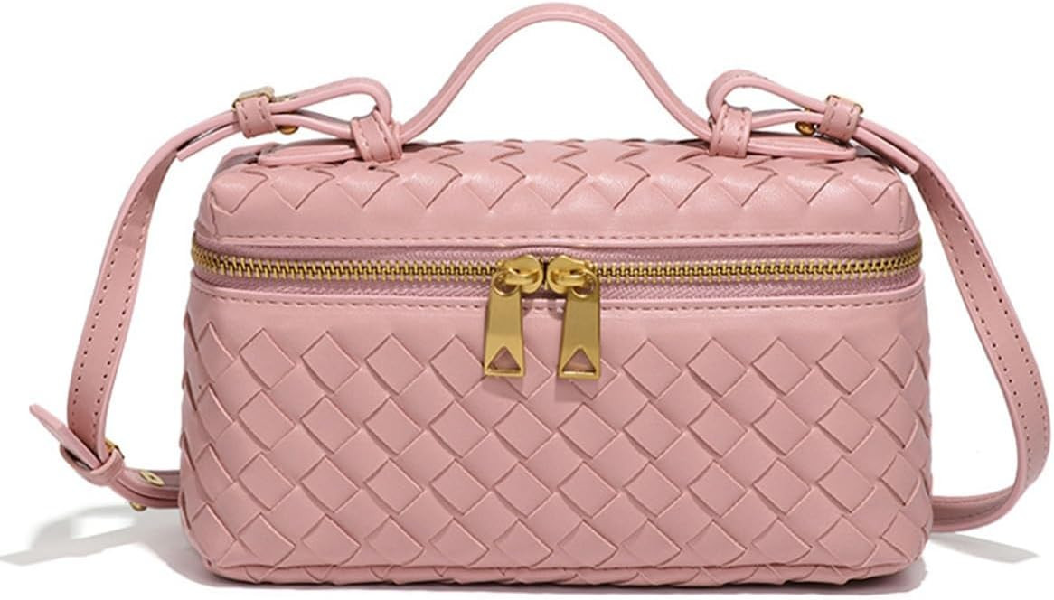 Top-Handle Pouch Handbag for Women Woven Leather Vanity Case Designer Crossbody Bag Shoulder Bag ... | Amazon (US)