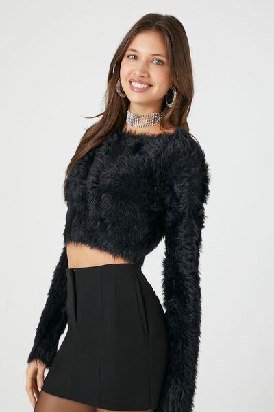 Fuzzy Knit Cropped Sweater | Forever 21 (US)