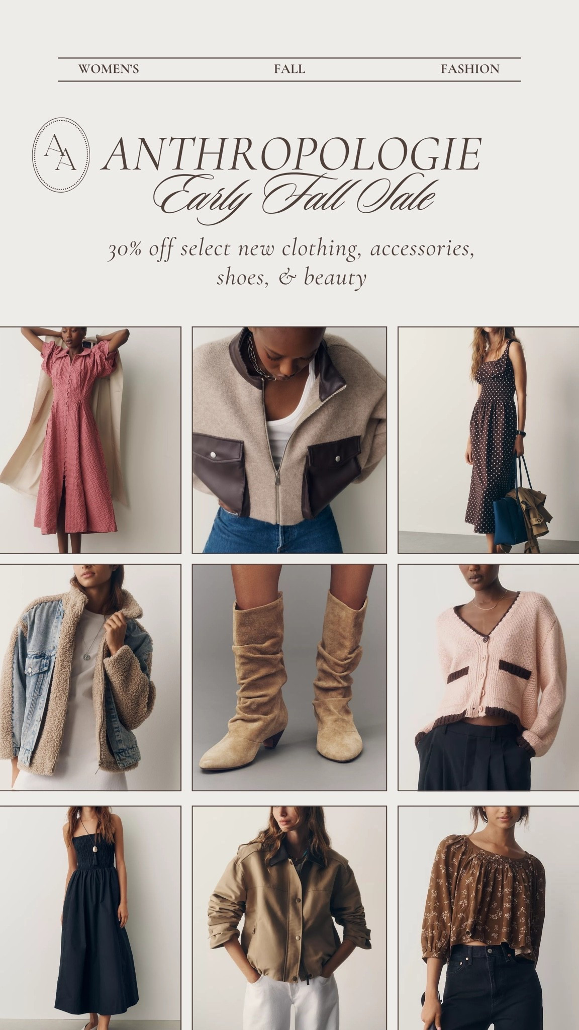 Take 30% off Anthropologie fall new arrivals for a limited time only! Includes new clothing, accessories, shoes & beauty— discount applies in cart!

#LTKSaleAlert #LTKSeasonal #LTKootd