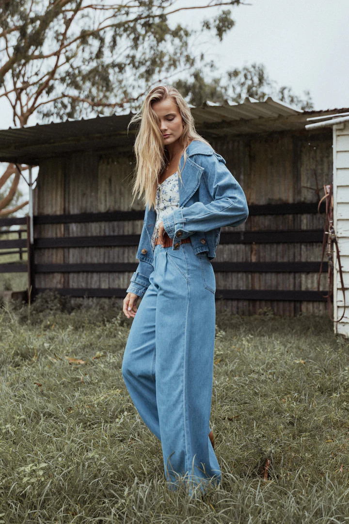 Westwood Waist Tie Denim Jacket - Denim | Petal & Pup (US)