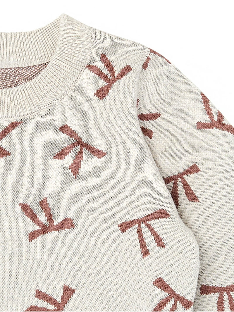 Modern Moments by Gerber Toddler Girl Jacquard Sweater Knit with Wide Leg Pant Set, Sizes 12M-5T | Walmart (US)