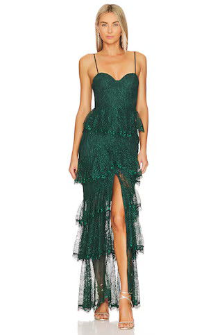 MAJORELLE Zelda Fitz Gown in Emerald Green from Revolve.com | Revolve Clothing (Global)