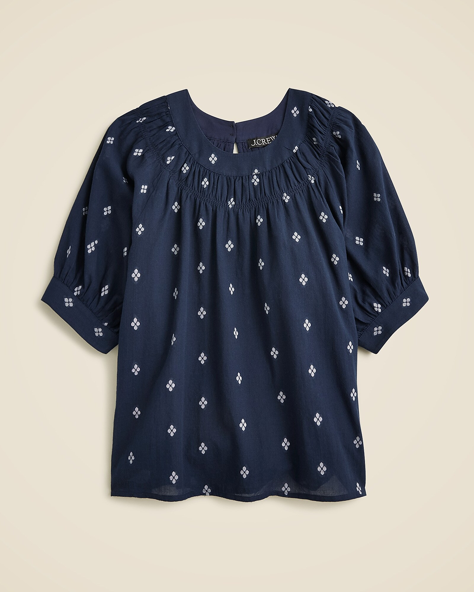 Smock-neck puff-sleeve top in dot | J. Crew US
