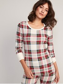Printed Thermal-Knit Long-Sleeve Pajama Top for Women | Old Navy (US)