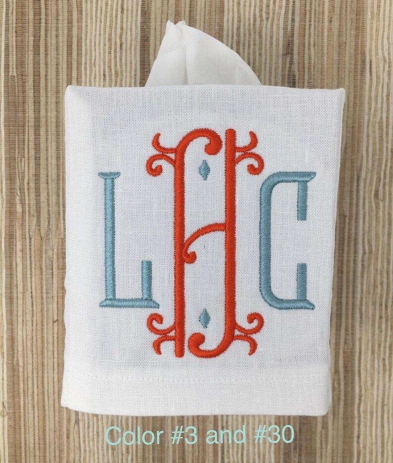 Monogrammed Linen Tissue Box Cover-Vienna Monogram, monogrammed gift-personalized gift-hostess gift | Etsy (US)