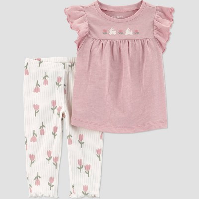 Carter's Just One You® Baby Girls' 2pc Bunny Floral Tank Top and Leggings Set - Pink Newborn | Target