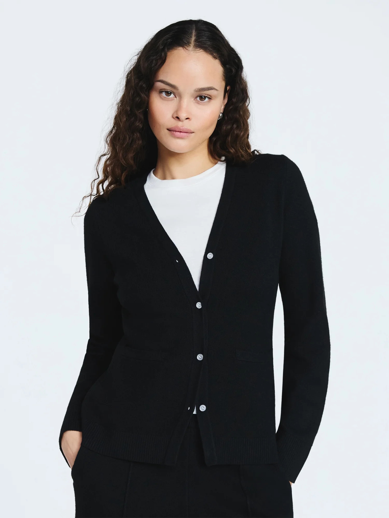 Scoop Women’s V Neck Cardigan Sweater with Long Sleeves, Lightweight, Sizes XS-XXL | Walmart (US)