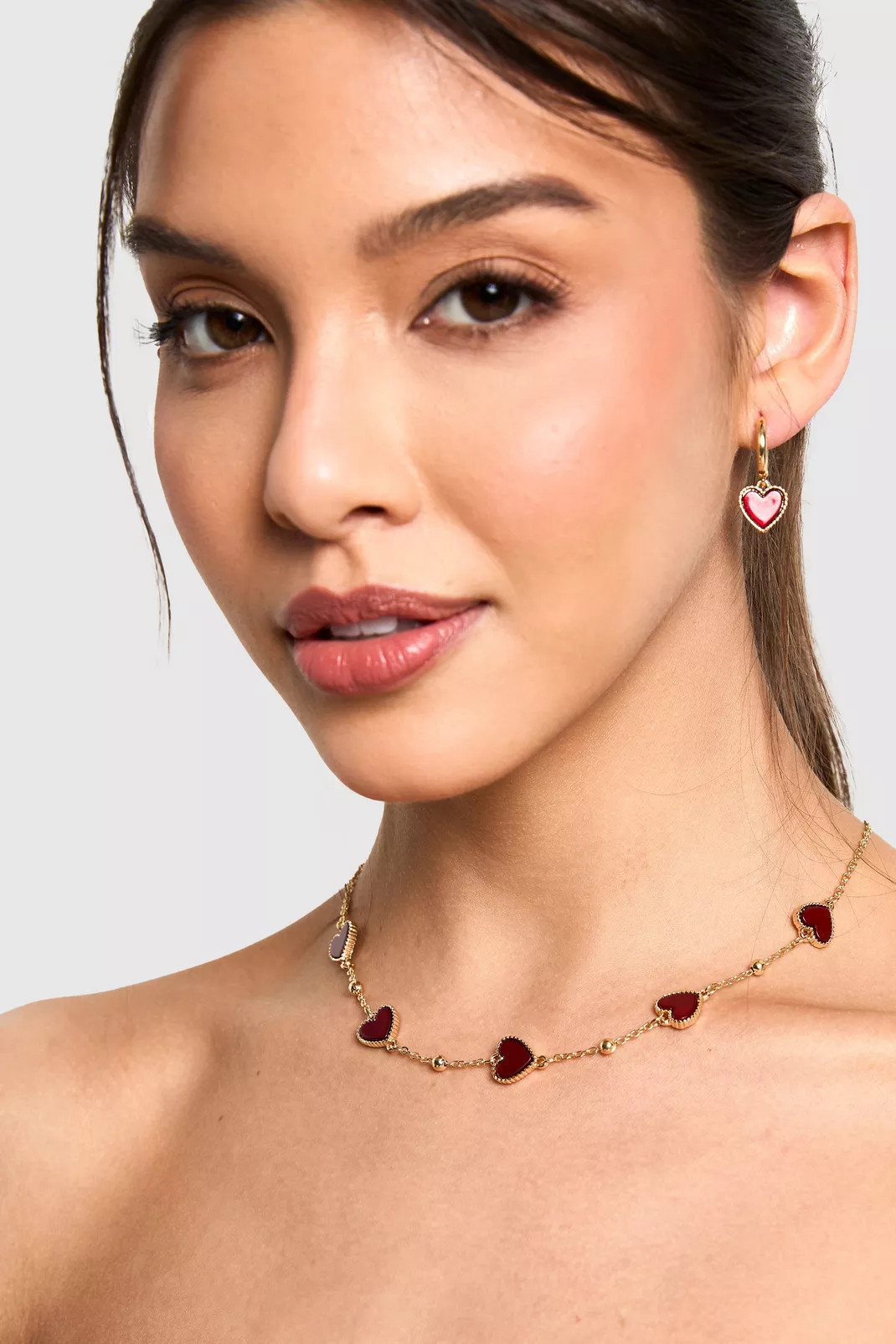 Red Enamel Scattered Heart Necklace | Nasty Gal US