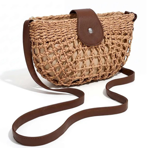Deago Small Summer Woven Straw Crossbody Bags for Women Handmade Casual Beach Purse Saddle Should... | Walmart (US)