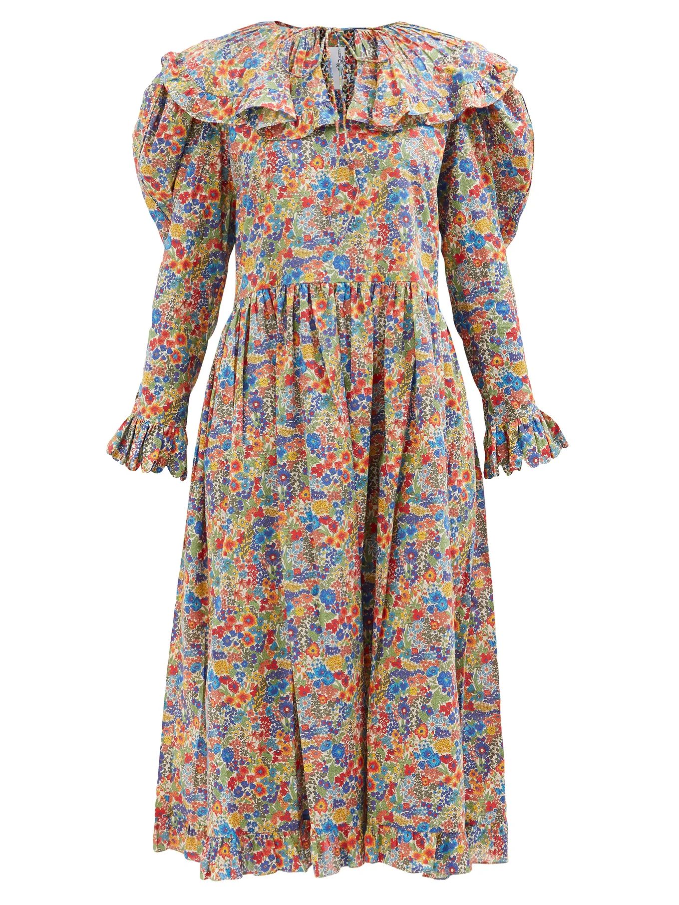 Gertrude floral-print cotton midi dress | Horror Vacui | Matches (US)
