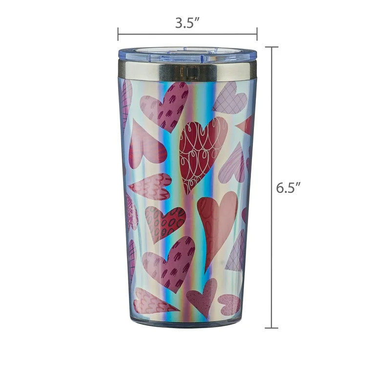 Heart Coffee Tumbler, Multicolor, 16 fl oz, Valentine's Day by Way To Celebrate | Walmart (US)