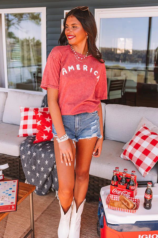 America Puff Print Graphic Tee | Impressions Online Boutique