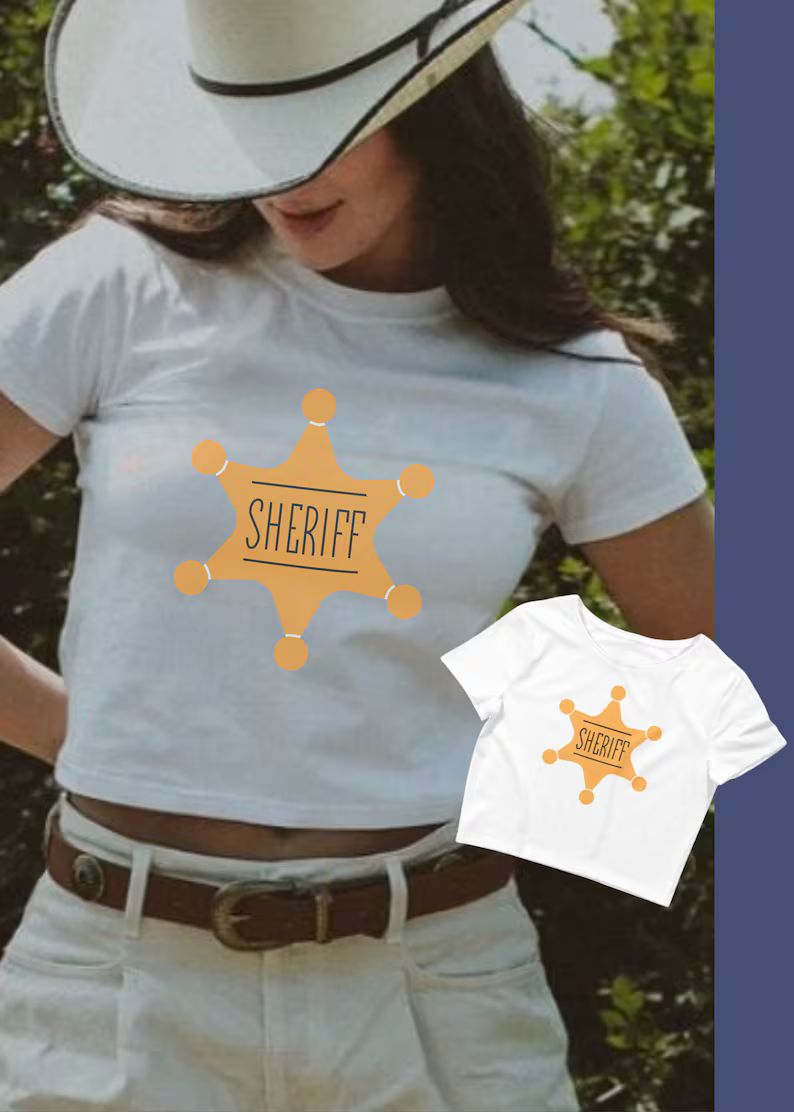 Cowgirl Sheriff Coquette Baby Tee Cute Country Crop Tee Country Girl Crop Top Retro Sheriff Women... | Etsy (US)