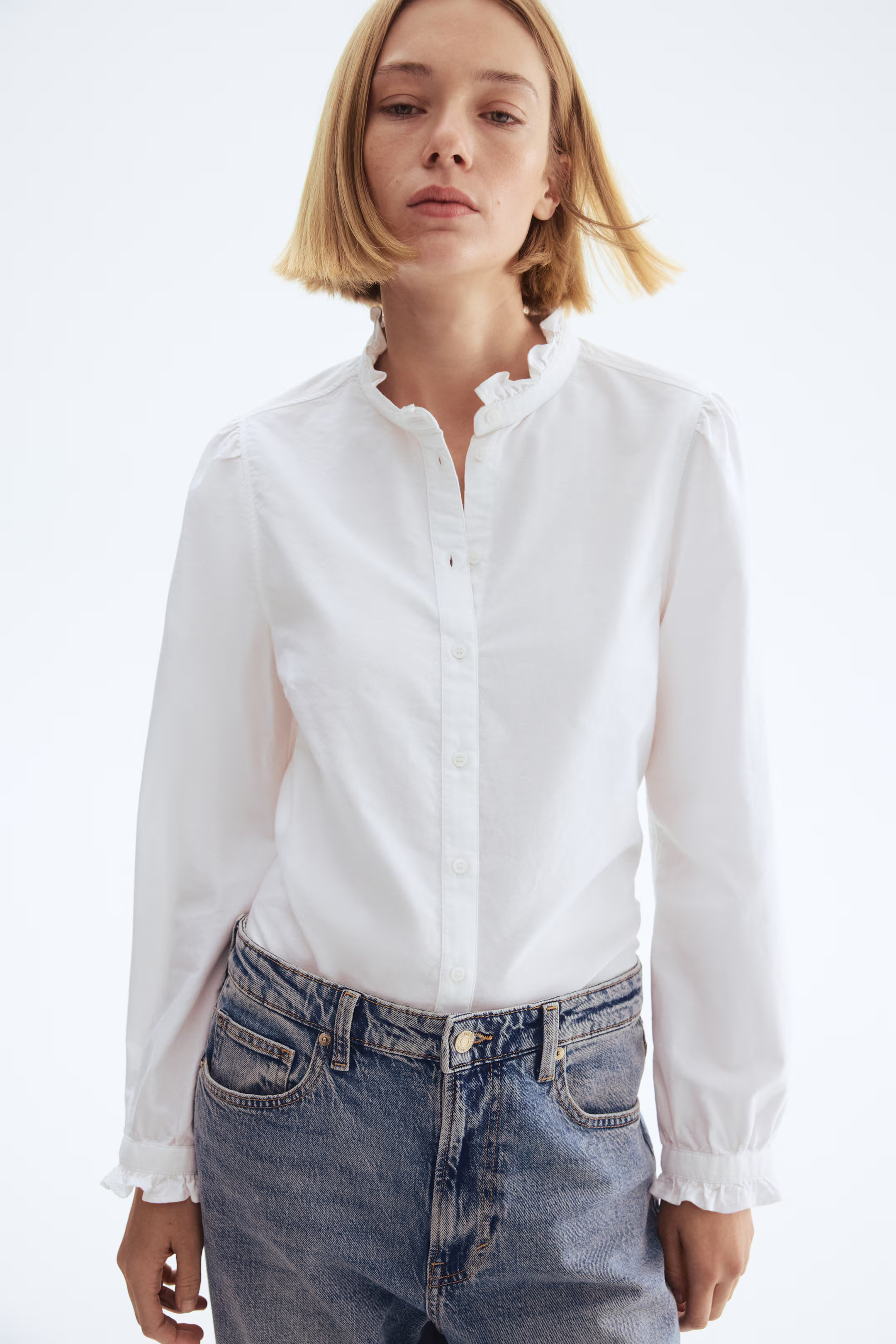 Ruffle-trimmed Oxford Blouse | H&M (US + CA)
