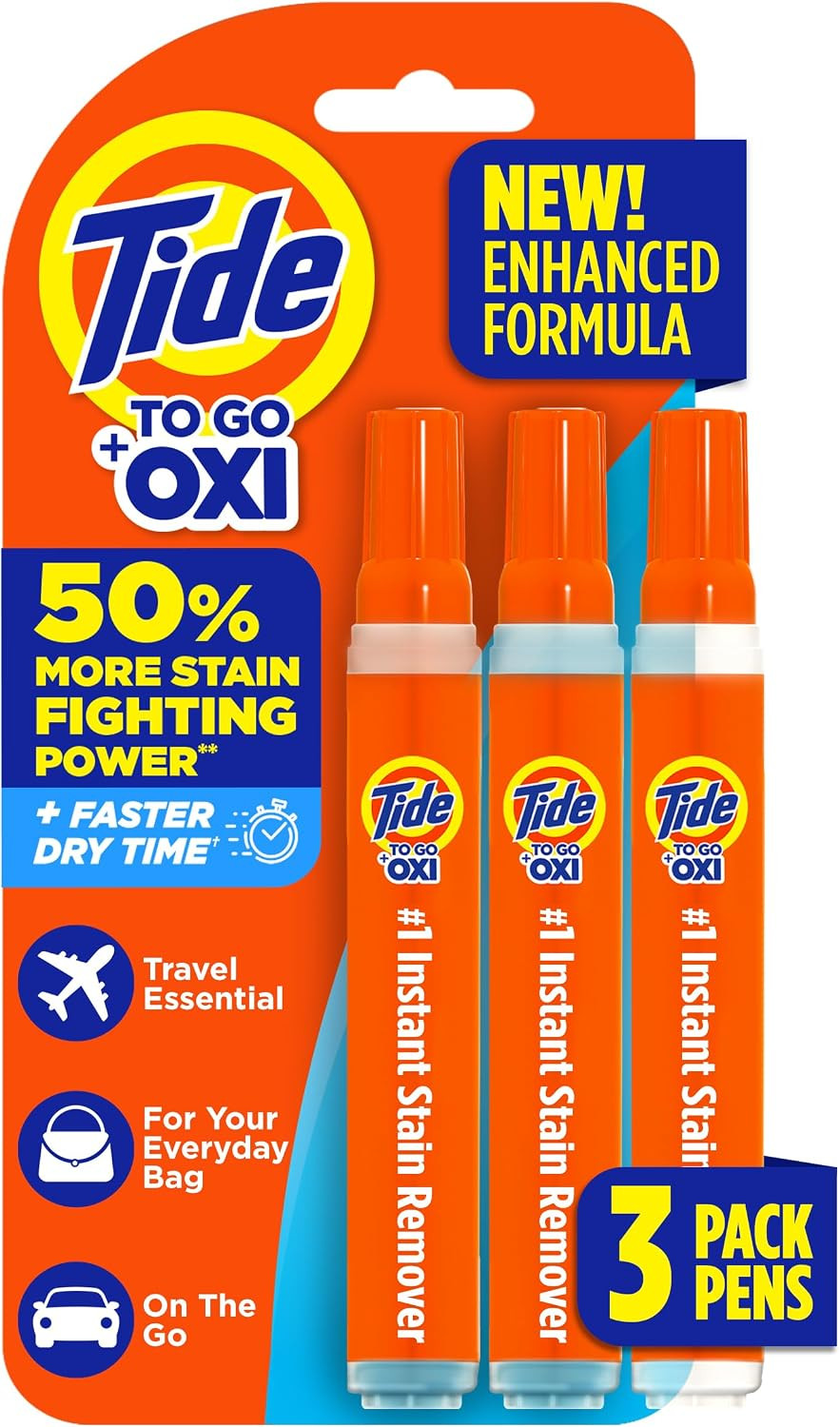 Tide Stain Remover for Clothes, Tide To Go Pen, Instant Stain & Spot Remover for Clothes, Travel & Pocket Size, 3 Count (Pack of 1) | Amazon (US)