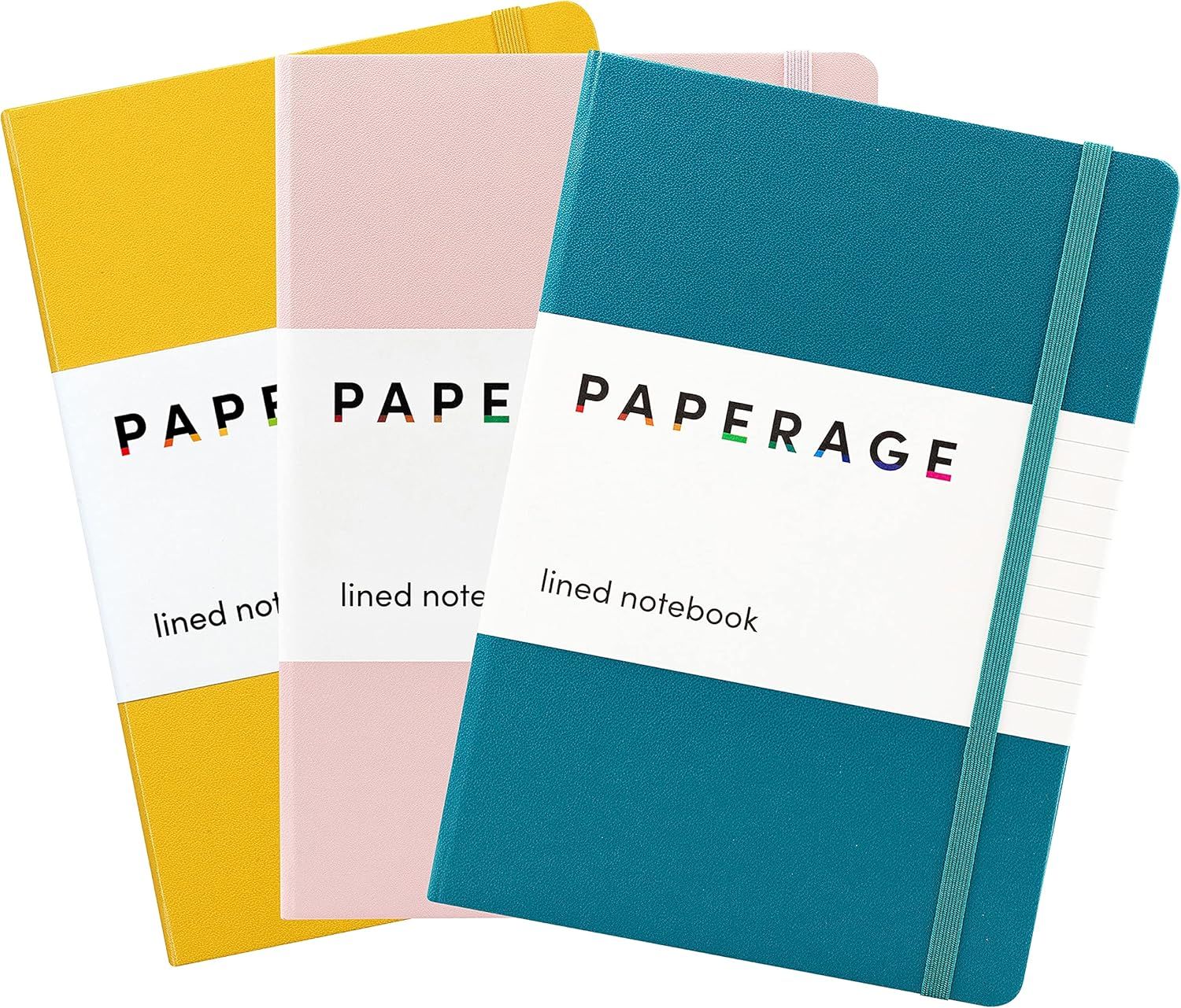 Amazon.com : PAPERAGE Lined Journal Notebooks, 3 Pack, (Yellow, Blush & Turquoise), 160 Pages, Me... | Amazon (US)
