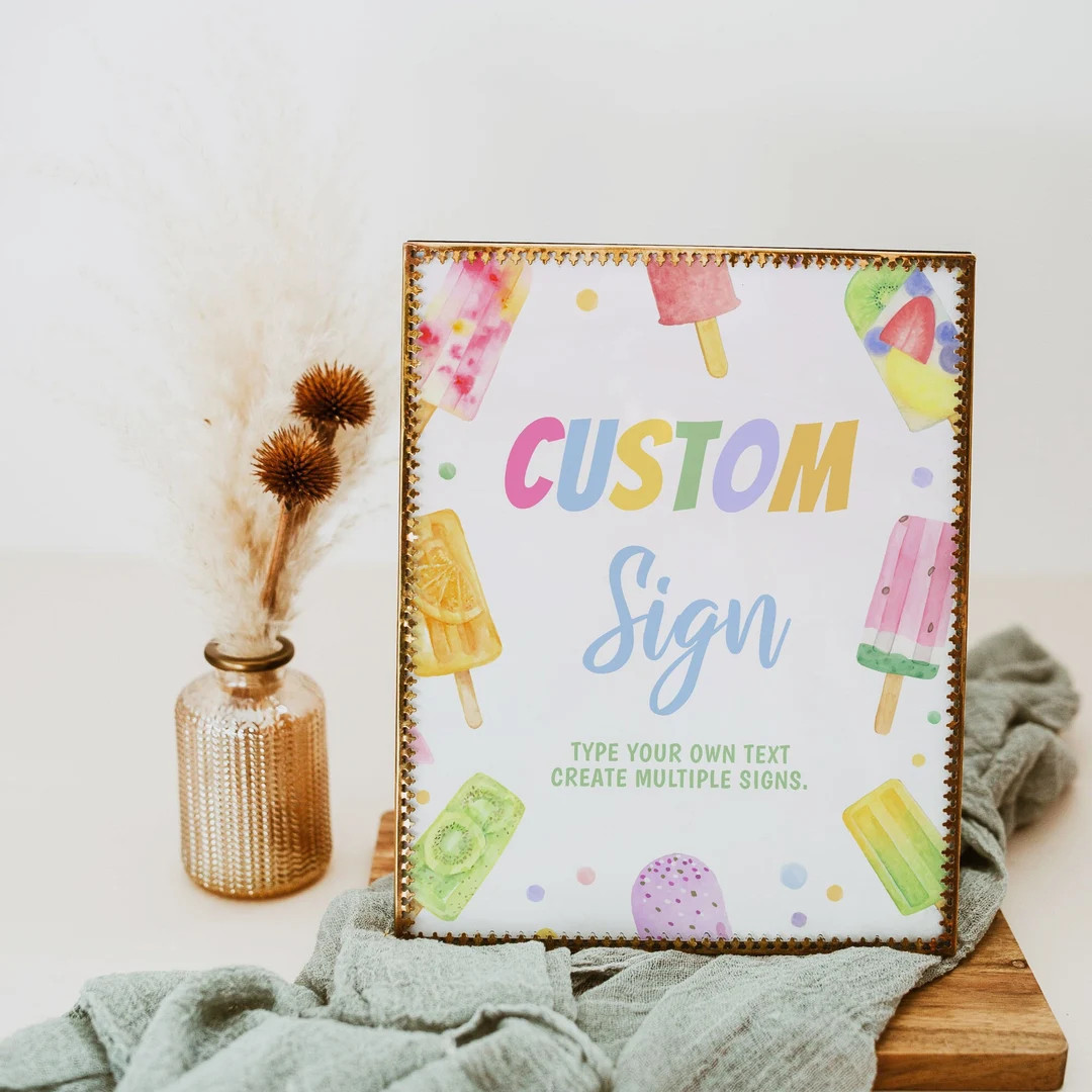 EDITABLE Popsicle Birthday Party Sign, Popsicle Custom Sign, Girl Birthday Decor, Summer Birthday... | Etsy (US)