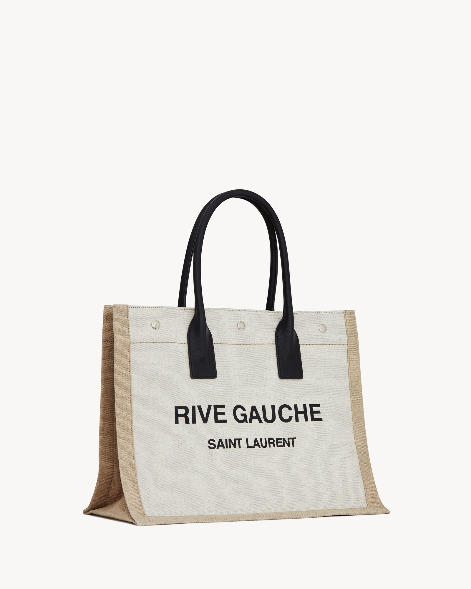 rive gauche small tote bag in linen and leather | Saint Laurent Inc. (Global)