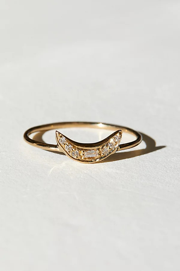 Elisa Solomon Diamond Moon Ring by Elisa Solomon at Free People, Gold, US 8 | Free People (Global - UK&FR Excluded)