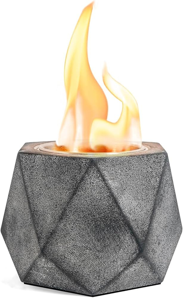 Table Top Fire Pit Bowl - Concrete Tabletop Fireplace Indoor Outdoor Decor Portable Rubbing Alcoh... | Amazon (US)