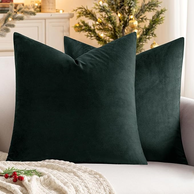MIULEE Pack of 2 Velvet Soft Solid Decorative Square Throw Pillow Covers Christmas Cushion Case f... | Amazon (US)