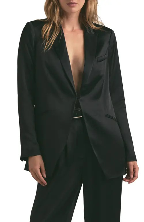 Favorite Daughter Satin Blazer in Black at Nordstrom, Size Medium | Nordstrom