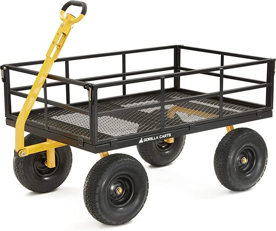 Gorilla Carts GOR1400-COM Heavy-Duty Steel Utility Cart with Removable Sides and 15" Tires, 1400-... | Amazon (US)