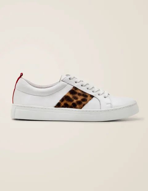 Classic Sneakers - White/Tan Leopard | Boden US | Boden (US)
