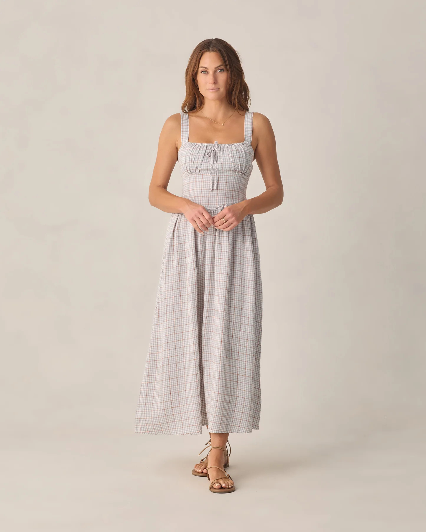 Women's Primrose Maxi Dress Light Blue Plaid | Rylee + Cru