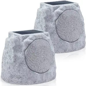2-Pack Rock Speakers Outdoor Water-Resistant IP44, Multi-Sync Up to 100 Speakers, Solar-Powered R... | Amazon (US)