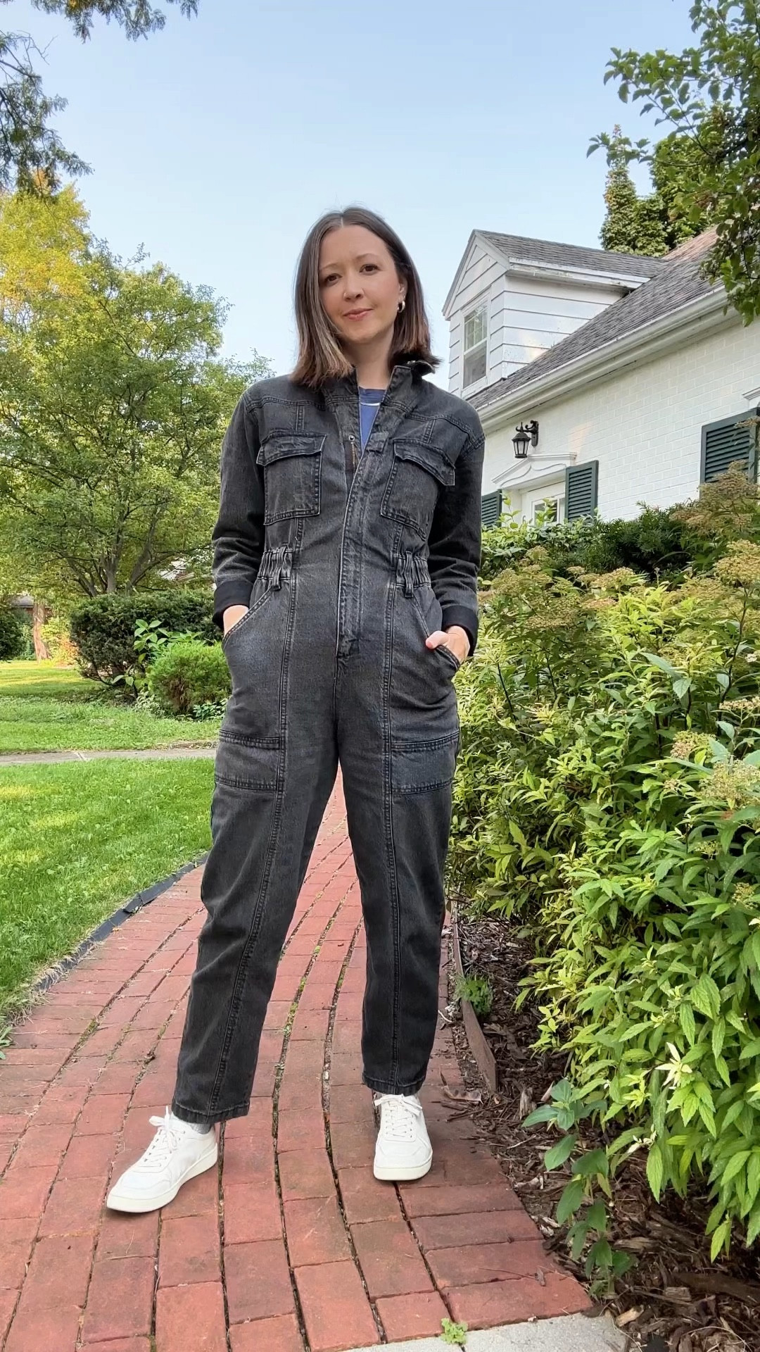 Fall outfit idea with black denim jumpsuit. If you are tall size up. I’m wearing a 6 and it’s just long enough for my 5’7” frame. Shoes are tts. 
JEWELRY IS ALWAYS SELA DESIGNSS

#LTKStyleTip #LTKFindsUnder50 #LTKOver40