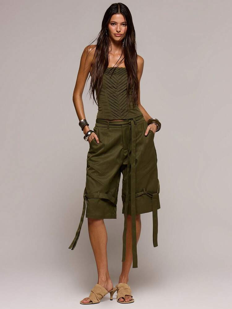 Satin Cargo Jorts | SHEIN