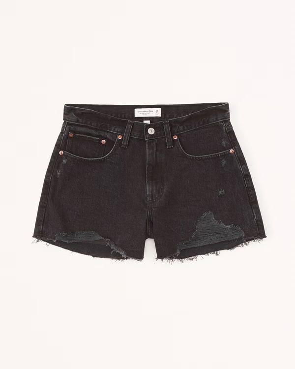 Women's Curve Love Mid Rise Boyfriend Shorts | Women's Bottoms | Abercrombie.com | Abercrombie & Fitch (US)