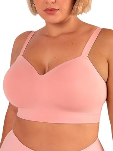 Truekind Bras for Women No Underwire, Seamless Bra, Plus Size Adjustable Bralette, Wireless Bras for Women Rose Tan | Amazon (US)