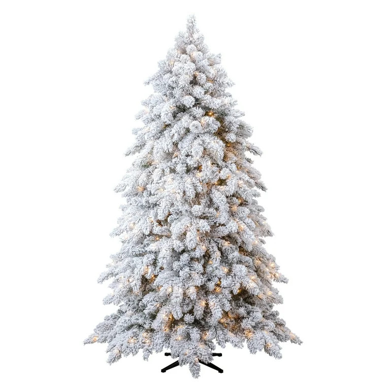 7.5' Pre-Lit Lincoln Pine Green Flocked Artificial Christmas Tree with LumaDazzle Color-Changing ... | Walmart (US)