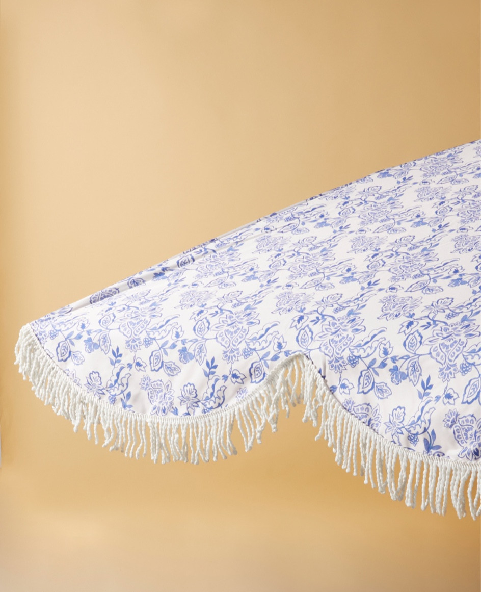 8ft outdoor fringe umbrella under $100! 

blue and white umbrella outdoor patio pool backyard decor 

#LTKhome #LTKunder100 #LTKsalealert